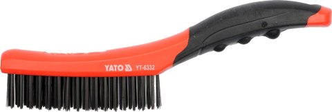 SZCZOTKA DRUCIANA DRUT STALOWY 4-RZ RĘKOJEŚĆ PLASTIKOW 260MM YATO SZCZOTKA DRUCIANA DRUT STALOWY 4-RZ RĘKOJEŚĆ PLASTIKOW 260MM YATO