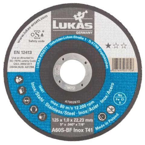 TARCZA PŁASKA T1A 115*1.0*22 A60S-BF INOX PREMIUMFLEX ROTTLUFF TARCZA PŁASKA T1A 115*1.0*22 A60S-BF INOX PREMIUMFLEX ROTTLUFF