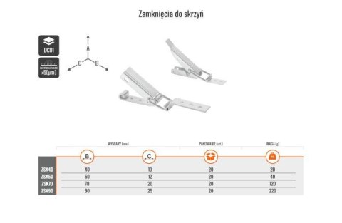 ZAMKNIĘCIE. DO SKRZYŃ 12*50 UN ZAMKNIĘCIE. DO SKRZYŃ 12*50 UN