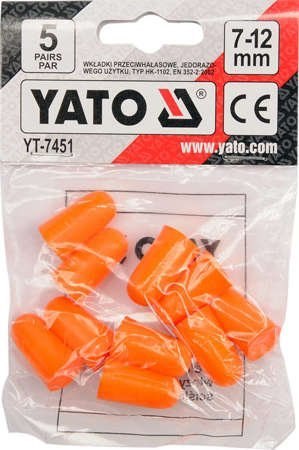 ZATYCZKI DO USZU PIANKA 33DB 5PAR YATO ZATYCZKI DO USZU PIANKA 33DB 5PAR YATO