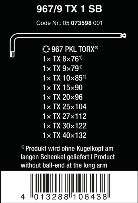ZESTAW KLUCZY TRZPIENIOWYCH TORX BLACKLASER WERA ZESTAW KLUCZY TRZPIENIOWYCH TORX BLACKLASER WERA