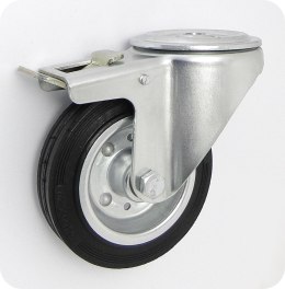 KOŁO METAL-GUMA 100MM OBUDOWA Z OTWOREM + HAMULEC 17H UN