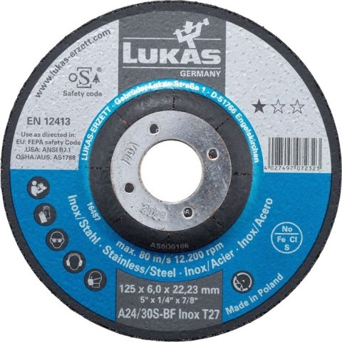TARCZA WYPUKŁA T27 230*6.4*22 A24/30S-BF INOX PREMIUMFLEX ROTTLUFF TARCZA WYPUKŁA T27 230*6.4*22 A24/30S-BF INOX PREMIUMFLEX ROTTLUFF