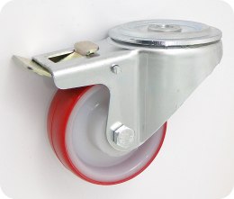 KOŁO TWORZYWO+POLIURETAN 80MM OBUDOWA Z OTWOREM+HAMULEC 8BCH UN