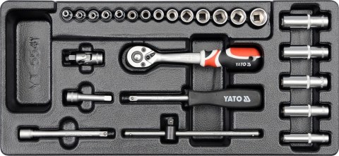 WKŁAD DO SZUFLADY ZESTAW NASADEK 1/4'' 25 CZĘŚCI YATO WKŁAD DO SZUFLADY ZESTAW NASADEK 1/4'' 25 CZĘŚCI YATO