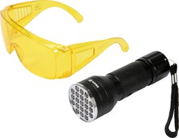 ZESTAW LATARKA UV 21 LED I OKULARY VOREL