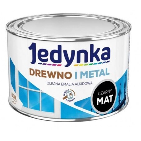 EMALIA ALKIDOWA DO DREWNA I METALU CZARNY MAT 0,36L JEDYNKA EMALIA ALKIDOWA DO DREWNA I METALU CZARNY MAT 0,36L JEDYNKA