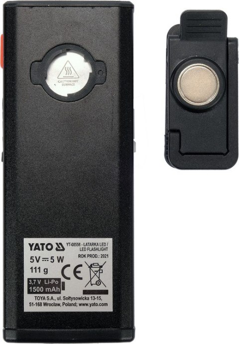 LATARKA ROBOCZA 500LM, LI-PO 3,7V 1500MAH YATO LATARKA ROBOCZA 500LM, LI-PO 3,7V 1500MAH YATO