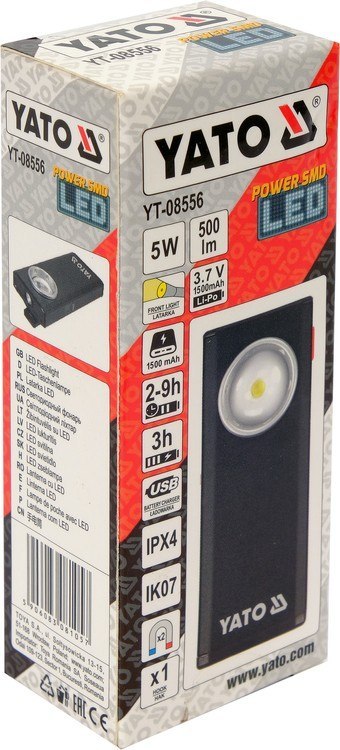 LATARKA ROBOCZA 500LM, LI-PO 3,7V 1500MAH YATO LATARKA ROBOCZA 500LM, LI-PO 3,7V 1500MAH YATO