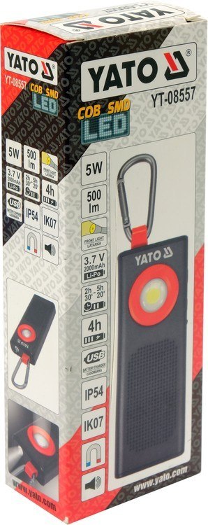LATARKA ROBOCZA 500LM, LI-PO 3,7V 2000MAH, 3W1 YATO LATARKA ROBOCZA 500LM, LI-PO 3,7V 2000MAH, 3W1 YATO