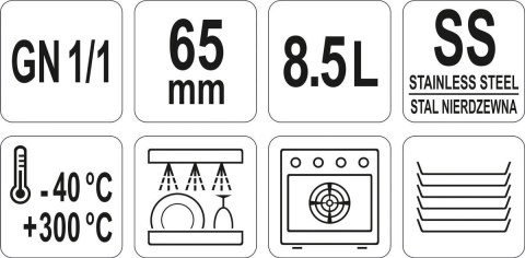 POJEMNIK GASTRONOMICZNY GN 1/1 65MM YATO GASTRO POJEMNIK GASTRONOMICZNY GN 1/1 65MM YATO GASTRO