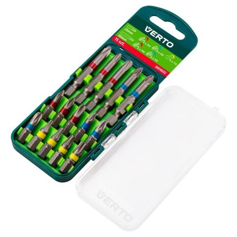 ZESTAW BITÓW 15SZTUK 25MM 3*PH, 3*PZ, 4*TX + 50MM 3*PH, 2*PZ VERTO