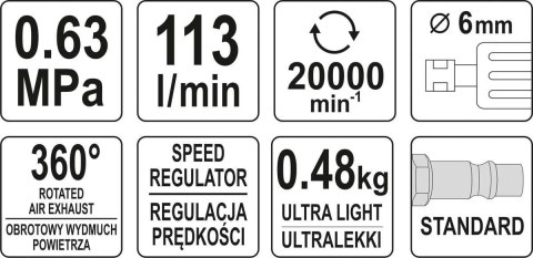 SZLIFIERKA KĄTOWA PNEUMATYCZNA OBUDOWA KOMPOZYTOWA YATO SZLIFIERKA KĄTOWA PNEUMATYCZNA OBUDOWA KOMPOZYTOWA YATO
