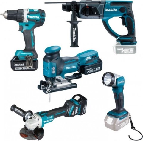 ZESTAW COMBO 18V DDF484+DGA513+DHR202+DJV181+DML802 MAKITA ZESTAW COMBO 18V DDF484+DGA513+DHR202+DJV181+DML802 MAKITA
