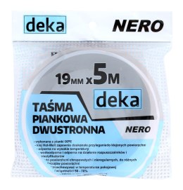 TAŚMA DWUSTRONNA PIANKOWA NERO CZARNA 19MM*5M DEKA