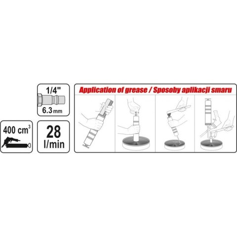 SMAROWNICA RĘCZNA-PNEUMATYCZNA 400CM3 YATO SMAROWNICA RĘCZNA-PNEUMATYCZNA 400CM3 YATO