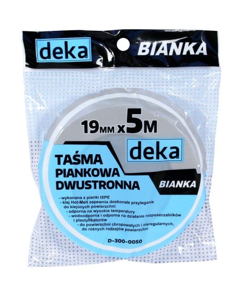 TAŚMA DWUSTRONNA PIANKOWA BIANKA 19MM*5M DEKA TAŚMA DWUSTRONNA PIANKOWA BIANKA 19MM*5M DEKA