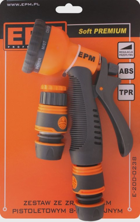 ZRASZACZ PISTOLETOWY 8 FUNKCJI + 3 ZŁĄCZKI EPM TPR METAL ZRASZACZ PISTOLETOWY 8 FUNKCJI + 3 ZŁĄCZKI EPM TPR METAL
