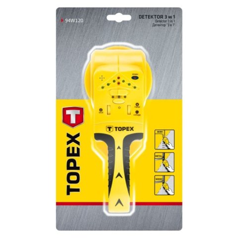DETEKTOR 3W1 DO WYKRYWANIA DREWNA/NAPIĘCIA/METALU TOPEX DETEKTOR 3W1 DO WYKRYWANIA DREWNA/NAPIĘCIA/METALU TOPEX