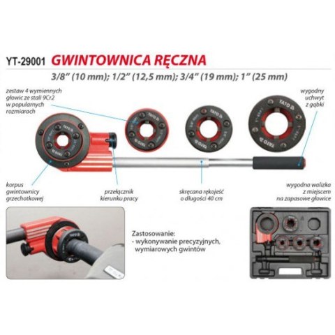GWINTOWNICA RĘCZNA 4 CZĘŚCIOWA 3/8-1' YATO GWINTOWNICA RĘCZNA 4 CZĘŚCIOWA 3/8-1' YATO