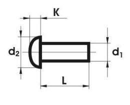 NIT ALUMINIOWY PEŁNY Z ŁBEM KULISTYM 4.0*14 MM UN
