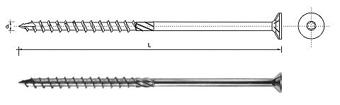 WKRĘT DO DREWNA Z ŁBEM STOŻKOWYM NA TORX 10*260MM T40 UN WKRĘT DO DREWNA Z ŁBEM STOŻKOWYM NA TORX 10*260MM T40 UN