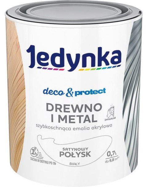 JEDYNKA DECO&PROTECT DREWNO I METAL SATYNA BIAŁY 0,7L JEDYNKA JEDYNKA DECO&PROTECT DREWNO I METAL SATYNA BIAŁY 0,7L JEDYNKA