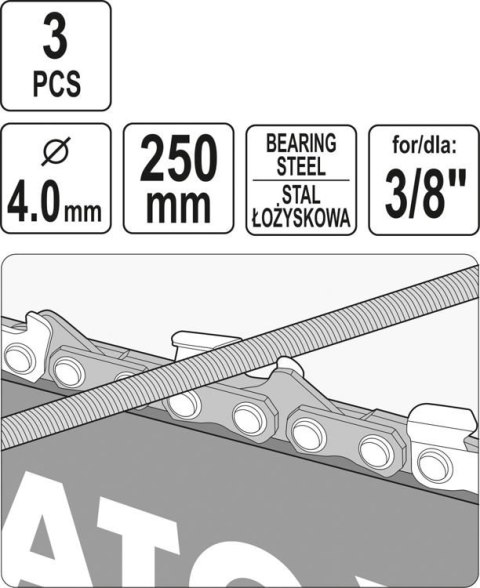 PILNIK OKRĄGŁY DO ŁAŃCUCHÓW 4.0MM 3 SZT. YATO PILNIK OKRĄGŁY DO ŁAŃCUCHÓW 4.0MM 3 SZT. YATO