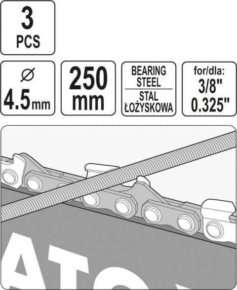 PILNIK OKRĄGŁY DO ŁAŃCUCHÓW 4.5MM 3 SZT. YATO PILNIK OKRĄGŁY DO ŁAŃCUCHÓW 4.5MM 3 SZT. YATO