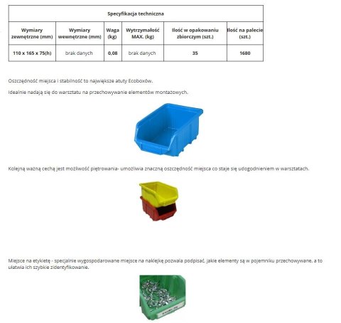 POJEMNIK ECOBOX NIEBIESKI MAŁY UN POJEMNIK ECOBOX NIEBIESKI MAŁY UN