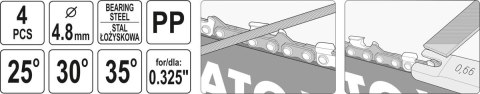 ZESTAW DO OSTRZENIA ŁAŃCUCHA 4.8MM 4SZT YATO ZESTAW DO OSTRZENIA ŁAŃCUCHA 4.8MM 4SZT YATO