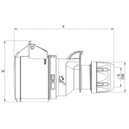 GNIAZDO PRZENOŚNE JEDNOFAZOWE GUMOWE IP44 3P 16A 230V TWIST UN