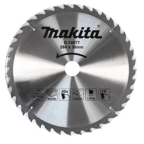TARCZA TNĄCA 260*30*40T MAKITA TARCZA TNĄCA 260*30*40T MAKITA