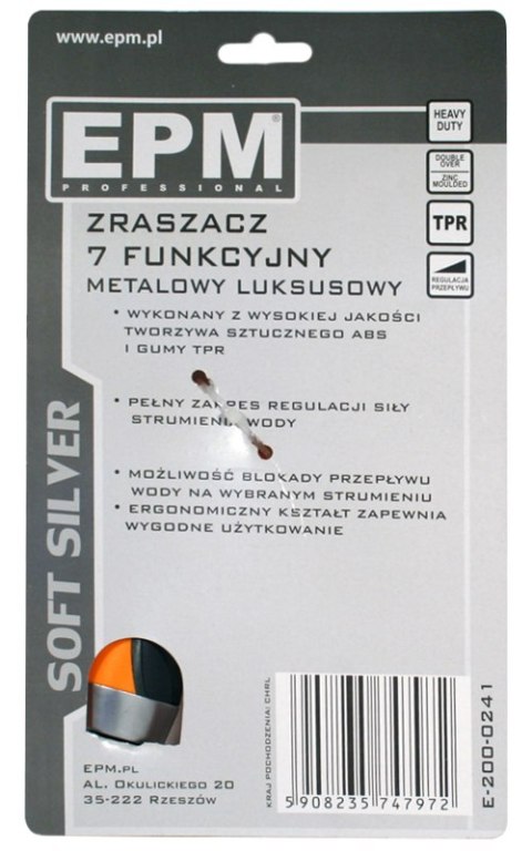 ZRASZACZ PISTOLETOWY 7 FUNKCJI REGULOWANY SOFT SILVER EPM ZRASZACZ PISTOLETOWY 7 FUNKCJI REGULOWANY SOFT SILVER EPM