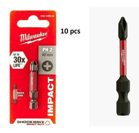 BIT, GROT, KOŃCÓWKA SHOCKWAVE PH2 50MM 1 SZT. MILWAUKEE BIT, GROT, KOŃCÓWKA SHOCKWAVE PH2 50MM 1 SZT. MILWAUKEE
