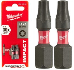 BIT, GROT, KOŃCÓWKA TORX TX27 25MM 2 SZT, MILWAUKEE