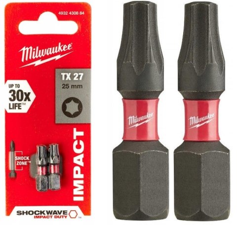 BIT, GROT, KOŃCÓWKA TORX TX27 25MM 2 SZT, MILWAUKEE BIT, GROT, KOŃCÓWKA TORX TX27 25MM 2 SZT, MILWAUKEE