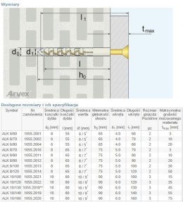 DYBEL PRZEDŁUŻANY ŁEB Z NACIĘCIEM KRZYŻOWYM ALK 10/140MM ARVEX