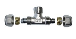 TRÓJNIK PEX/PEX GWINT ZEWNĘTRZNA 16*1/2*16*2 WKŁADKA ALU. UN TRÓJNIK PEX/PEX GWINT ZEWNĘTRZNA 16*1/2*16*2 WKŁADKA ALU. UN