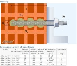 TULEJA SIATKOWA STALOWA SHM 12/1000MM (M6-8) ARVEX