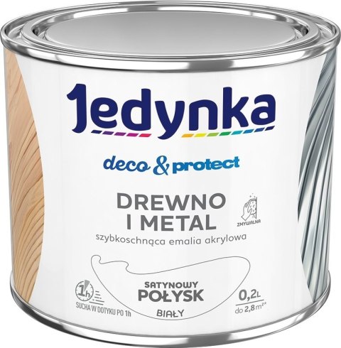 JEDYNKA DECO&PROTECT DREWNO I METAL SATYNA BIAŁY 0,2L JEDYNKA JEDYNKA DECO&PROTECT DREWNO I METAL SATYNA BIAŁY 0,2L JEDYNKA