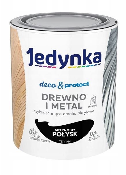 JEDYNKA DECO&PROTECT DREWNO I METAL SATYNA CZARNY 0,7L JEDYNKA JEDYNKA DECO&PROTECT DREWNO I METAL SATYNA CZARNY 0,7L JEDYNKA