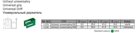 UCHWYT UNIWERSALNY MALOWANY 1126 ZIELONY UN UCHWYT UNIWERSALNY MALOWANY 1126 ZIELONY UN