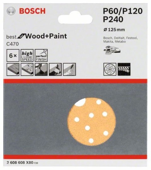 KRĄŻEK PRZYCZEPNY 125MM C470 G60 PERFOROWANY BOSCH KRĄŻEK PRZYCZEPNY 125MM C470 G60 PERFOROWANY BOSCH
