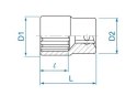 NASADKA KRÓTKA 12-KĄTNA CHROMOWANA 1/4'' 11/32''*24MM KING TONY