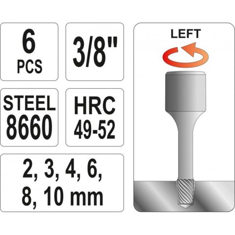 ZESTAW WYKRĘTAKÓW DO SZPILEK 6 CZĘŚCI 3/8'' YATO ZESTAW WYKRĘTAKÓW DO SZPILEK 6 CZĘŚCI 3/8'' YATO