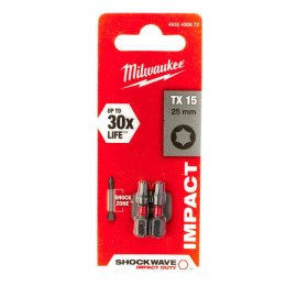 BIT, GROT, KOŃCÓWKA TORX TX15 25MM 2 SZT. MILWAUKEE
