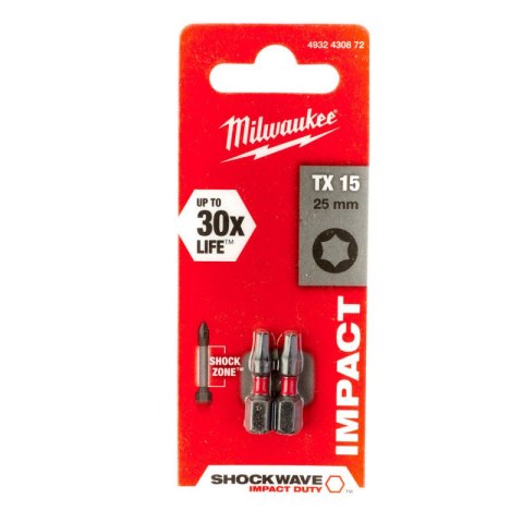 BIT, GROT, KOŃCÓWKA TORX TX15 25MM 2 SZT. MILWAUKEE BIT, GROT, KOŃCÓWKA TORX TX15 25MM 2 SZT. MILWAUKEE