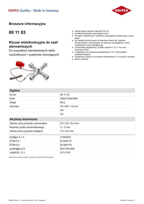 KLUCZE WIELOFUNKCYJNE DŁUGIE DO SZAF STEROWNICZYCH TWINKEY KNIPEX KLUCZE WIELOFUNKCYJNE DŁUGIE DO SZAF STEROWNICZYCH TWINKEY KNIPEX