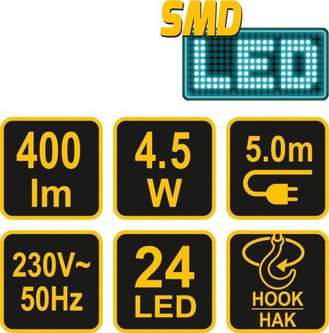 LAMPA WARSZT. PRZEWODOWA LED 4,5W VOREL LAMPA WARSZT. PRZEWODOWA LED 4,5W VOREL